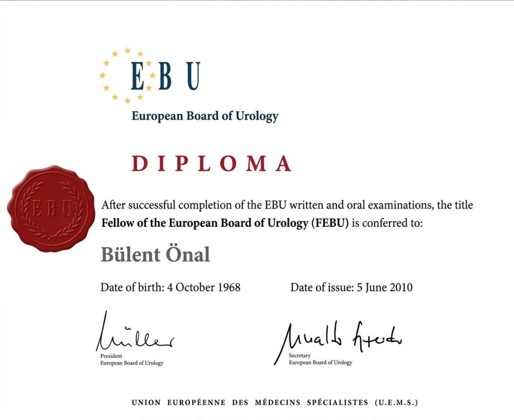 Prof. Dr. Bülent Önal Diploma